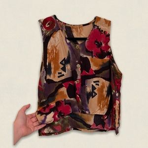 Vintage Funky print handmade High low tank top